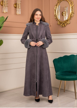 ترانشكوت كود 1368 شامواه مبطن بالفرو - فضي