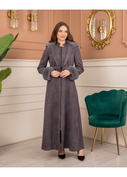 ترانشكوت كود 1368 شامواه مبطن بالفرو - فضي