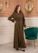 Velvet Suede Trench Coat with Faux Fur Lining, Code 1368 - khaki