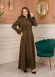 Velvet Suede Trench Coat with Faux Fur Lining, Code 1368 - khaki