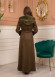 Velvet Suede Trench Coat with Faux Fur Lining, Code 1368 - khaki