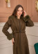 Velvet Suede Trench Coat with Faux Fur Lining, Code 1368 - khaki