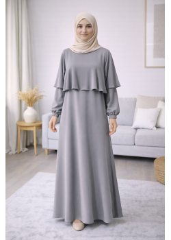 فستان شرعي حرير المدينة الفاخر 841  - فضي