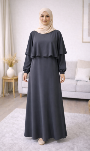 Elegant Medina Silk Modest Dress 841  - Anthracite