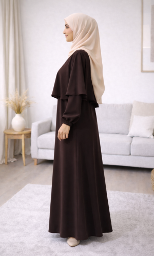 Scharia-Kleid aus luxuriöser Medina-Seide 841  - Braun