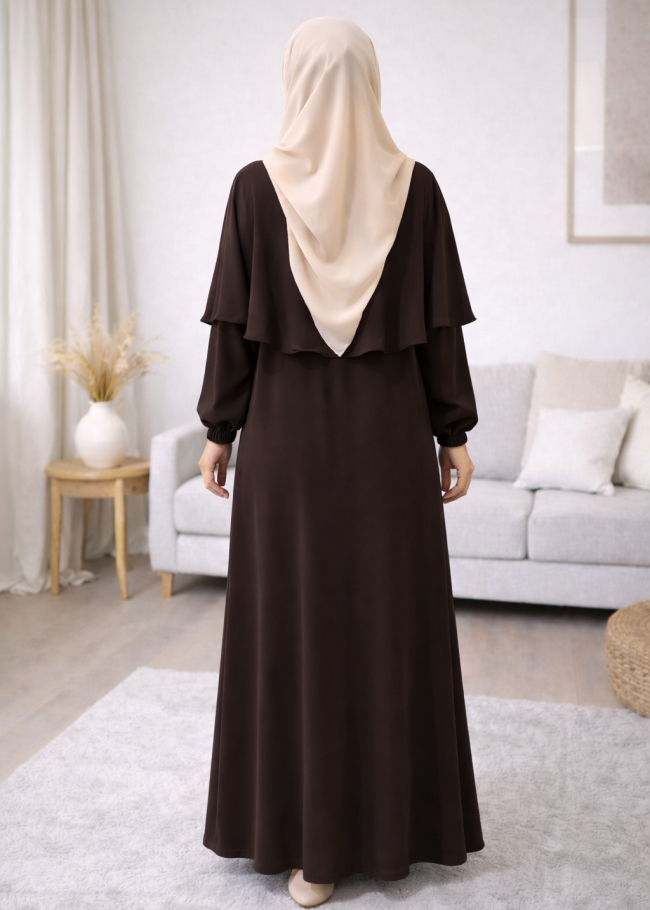 841 فستان مع كاب  - Braun