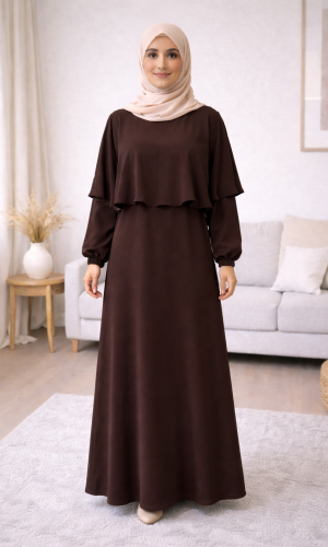 Scharia-Kleid aus luxuriöser Medina-Seide 841  - Braun