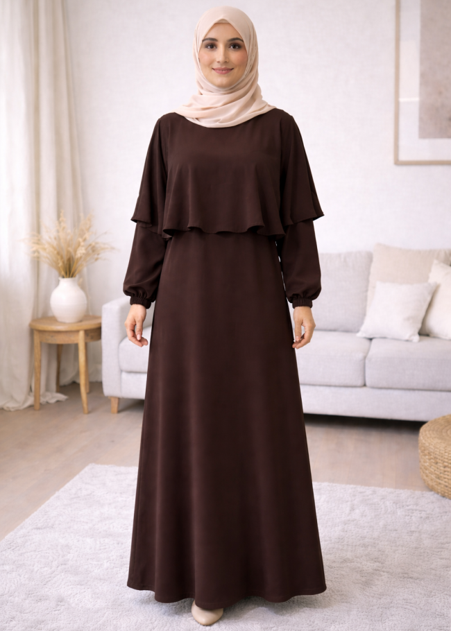 841 فستان مع كاب  - Braun