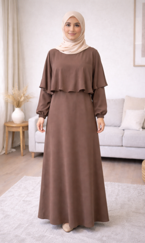 Elegant Medina Silk Modest Dress 841  - ivory