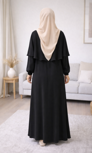 فستان شرعي حرير المدينة الفاخر 841  - اسود