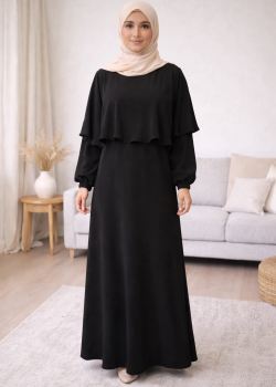 Elegant Medina Silk Modest Dress 841  - black