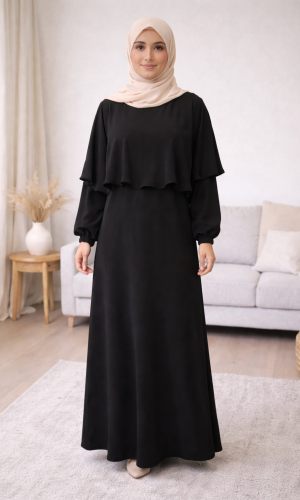 فستان شرعي حرير المدينة الفاخر 841  - اسود