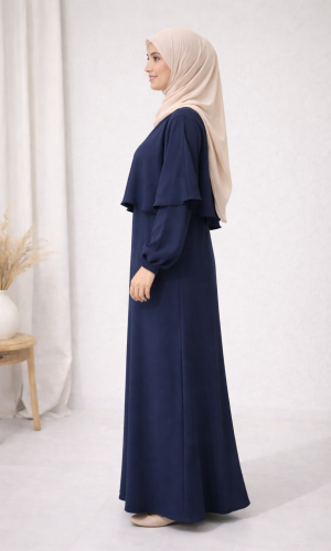 Scharia-Kleid aus luxuriöser Medina-Seide 841  - Dunkelblau