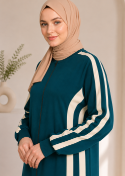 716  عباية قطن سحاب - Khaki
