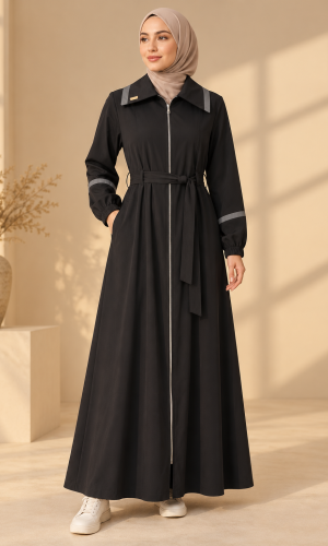 741  عباية ياقة كبيرة - اسود