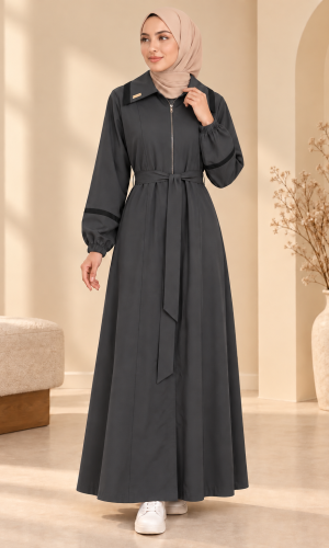 741  عباية ياقة كبيرة - Anthracite