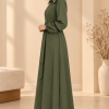 741  عباية ياقة كبيرة - khaki