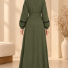 741  عباية ياقة كبيرة - khaki