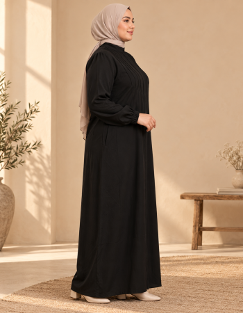 743  عباية درزات صدر - اسود