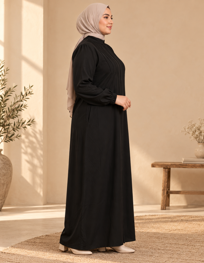 743  عباية درزات صدر - اسود