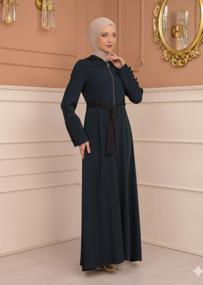 عباية برادا دبل كلوش مع كبيشون مغربي 699 - تركواز