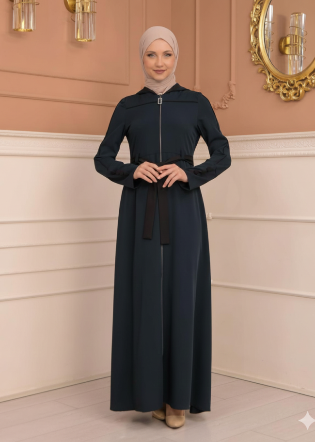 عباية برادا دبل كلوش مع كبيشون مغربي 699 - تركواز