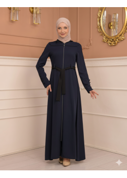 عباية برادا دبل كلوش مع كبيشون مغربي 699 - كحلي