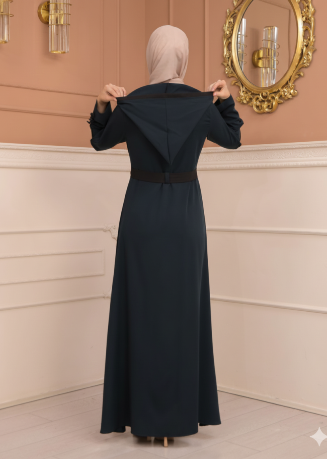 عباية برادا دبل كلوش مع كبيشون مغربي 699 - تركواز