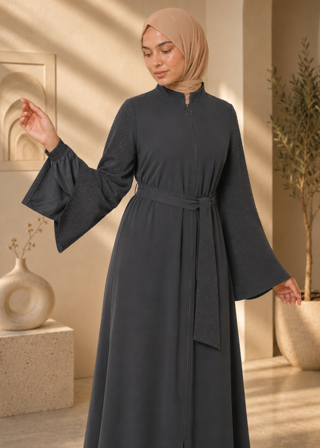 711  عباية كم ستراس - Anthracite