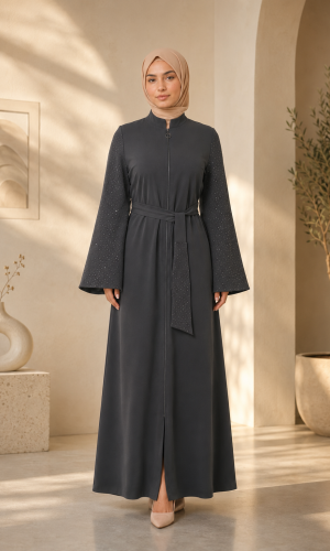 711  عباية كم ستراس - Anthracite