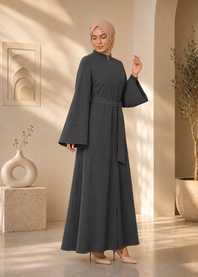 711  عباية كم ستراس - Anthracite