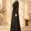 712  عباية ياقة موجة - اسود