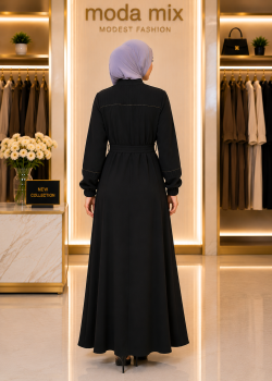 713  عباية صدر كسرات - Schwarz