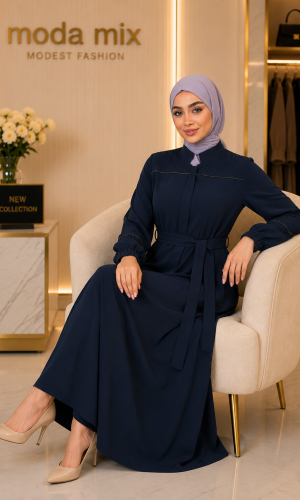 713  عباية صدر كسرات - كحلي