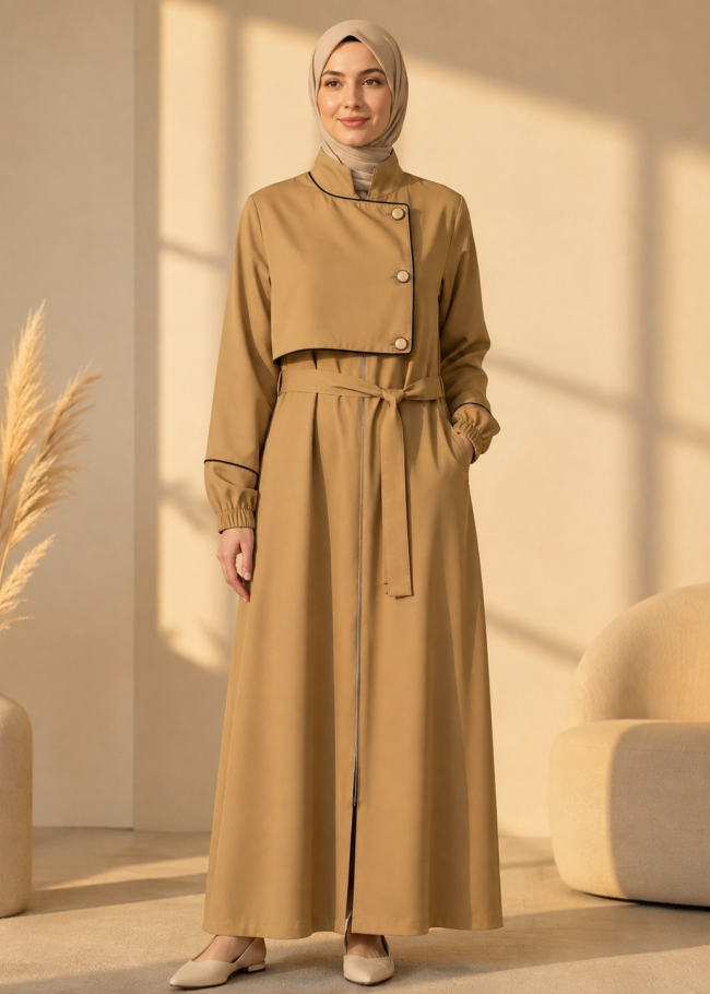 715  عباية صدر ردة - Beige