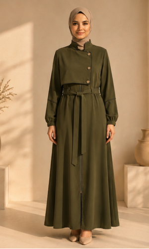 715  عباية صدر ردة - khaki