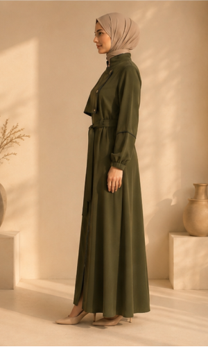 715  عباية صدر ردة - khaki