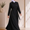 Women’s Jaguar Coat with Elegant Cut and Waist Belt 1242 - black