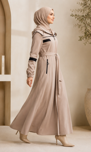 1248  مانطو كريستال قبة ملكية - Beige