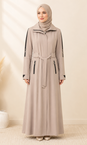 1254  مانطو جاكوار سحاب - beige