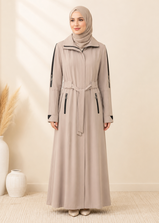 1254  مانطو جاكوار سحاب - Beige