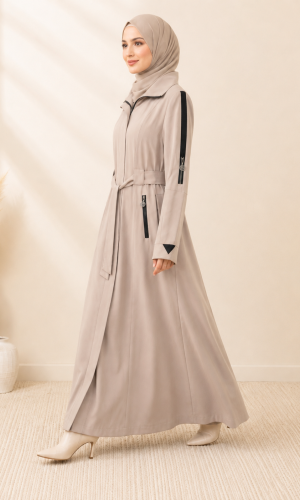 1254  مانطو جاكوار سحاب - beige