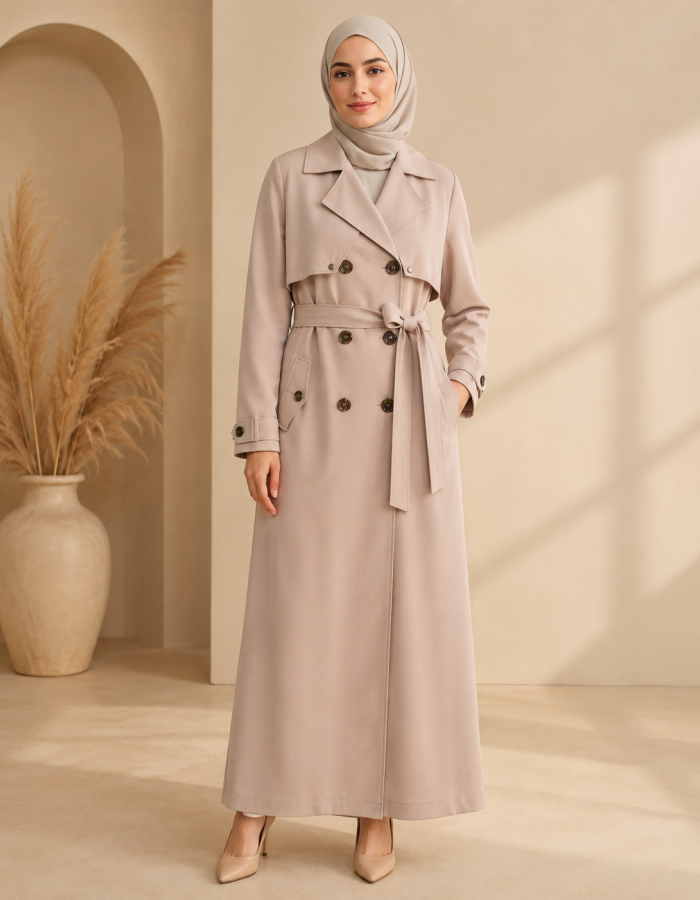 1255  مانطو كريستال ردة دبل - beige