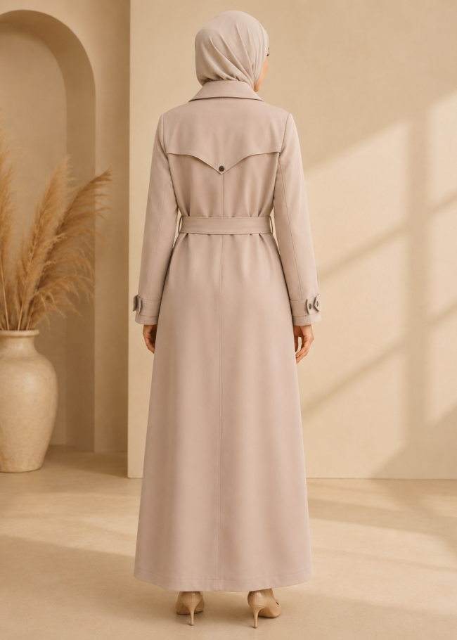 1255  مانطو كريستال ردة دبل - Beige