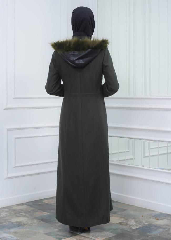 مانطو جوخ نسائي أنيق كبشون متحرك  1300 Haki