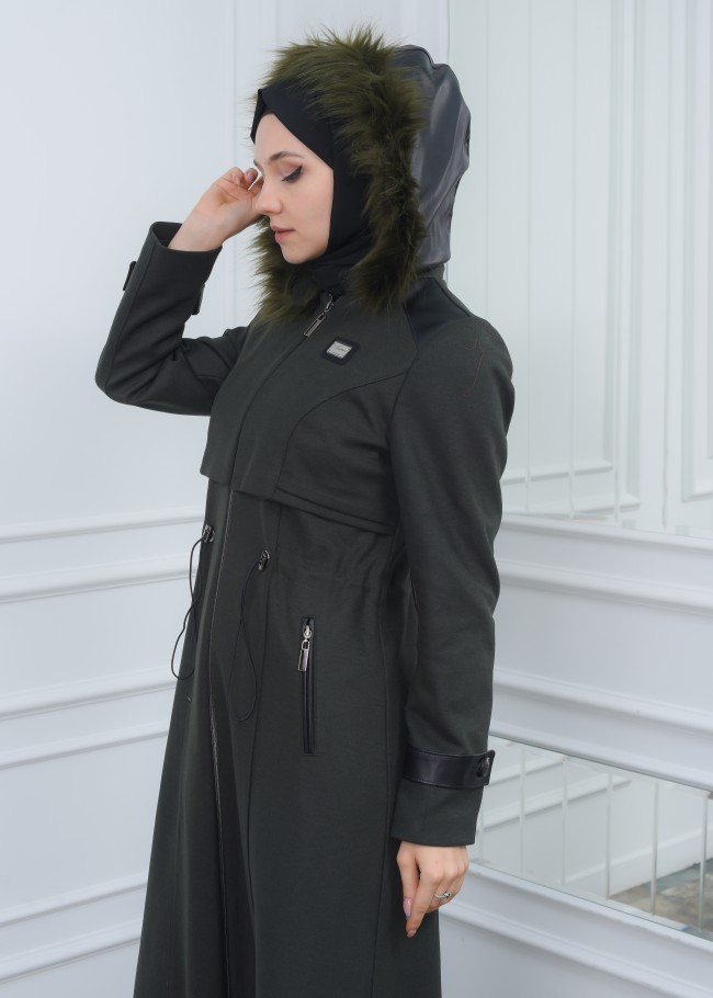 مانطو جوخ نسائي أنيق كبشون متحرك  1300 Haki