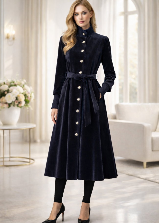 1391 مانطو فرنسي فرو ارنب - اسود