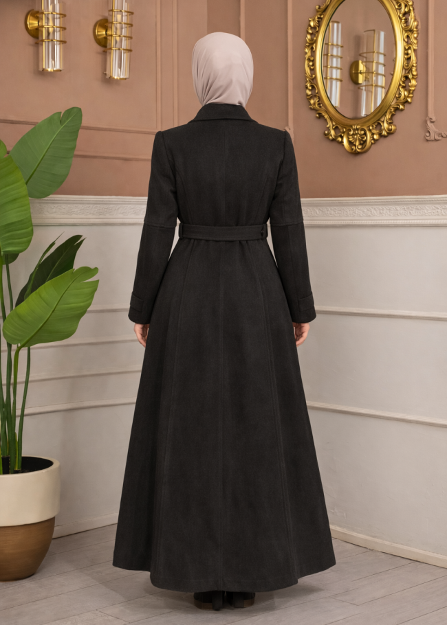 1398 مانطو جوخ كم بالون  - رمادي