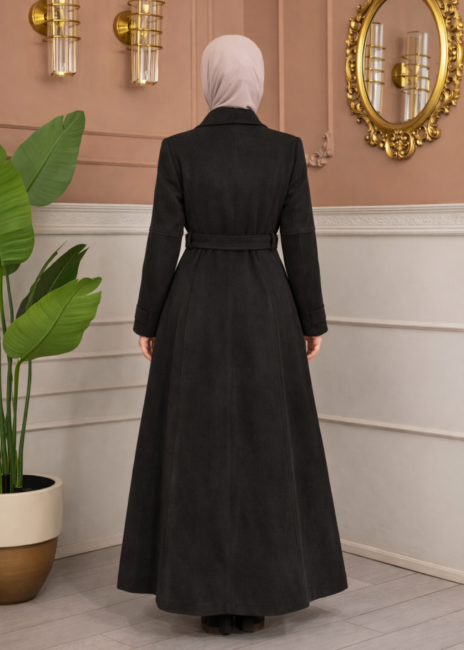 1398 مانطو جوخ كم بالون  - اسود