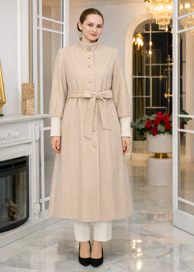 1391 مانطو فرنسي فرو ارنب - بيج